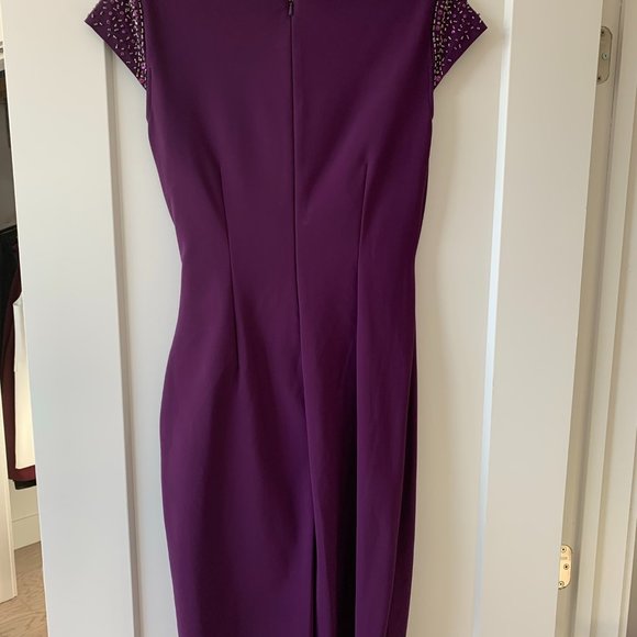 Purple Jeweled Shoulders Dress Size 14 - Picture 4 of 6